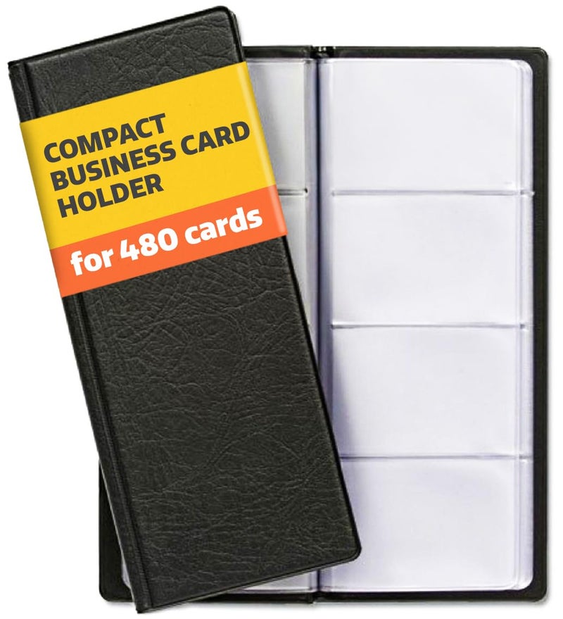 Praknu Business Card Holder Organizer - Book for 480 Cards - Space-Saving Black Business Card Wallet - Credit Card & Name Card Holder - Image 1